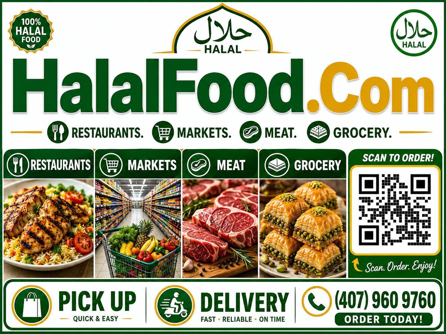 HalalFood.Com — Restaurants, Markets, Meat, Grocery — Pickup and Delivery